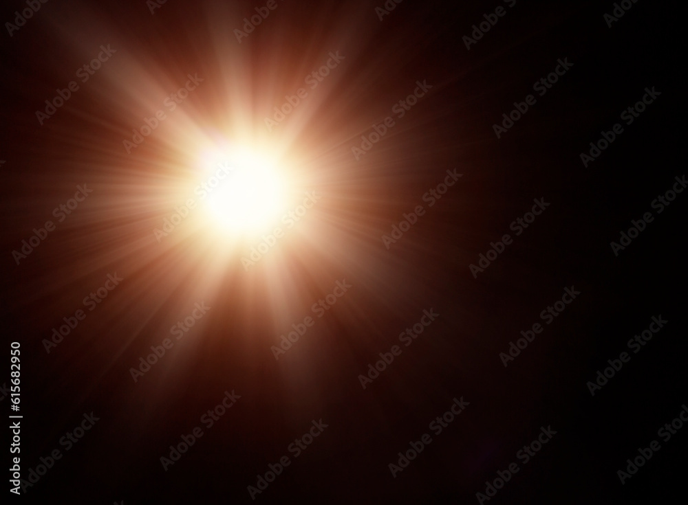 Abstract of sun with lens flare. Natural background and texture for design.