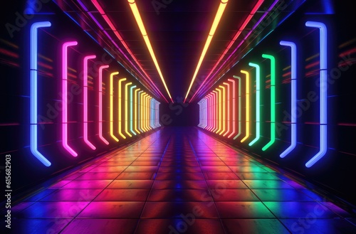 A tunnel of luminous lines around © cherezoff
