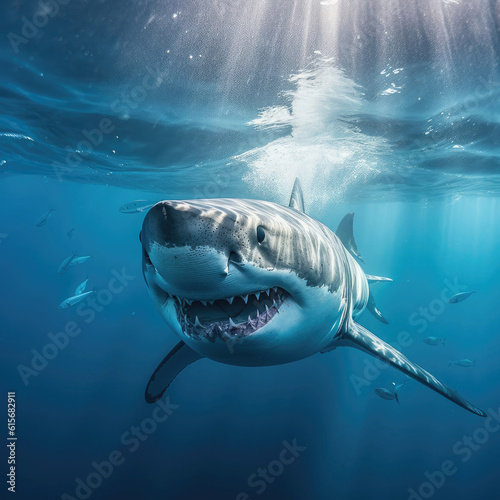 A Great White Shark (Carcharodon carcharias) underwater