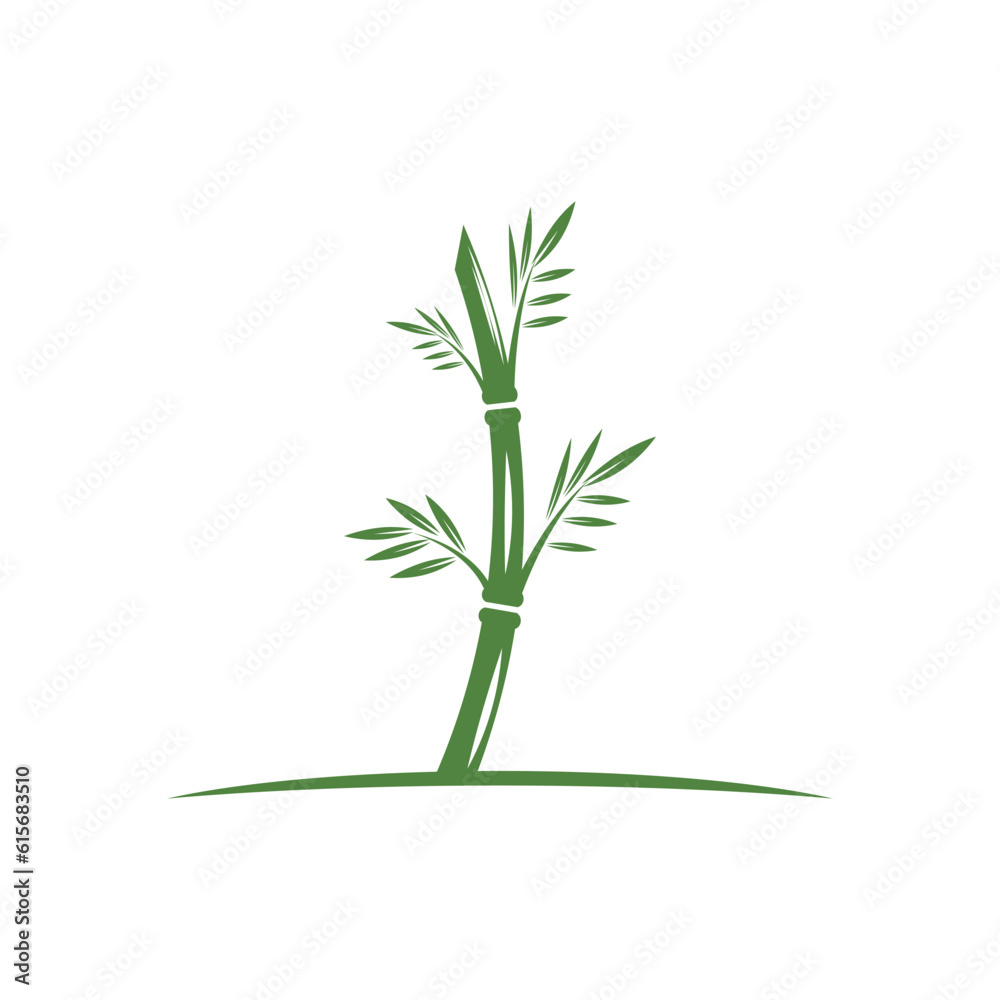 Bamboo with green leaf logo ilustration vector template Bamboo with green leaf logo ilustration vector template