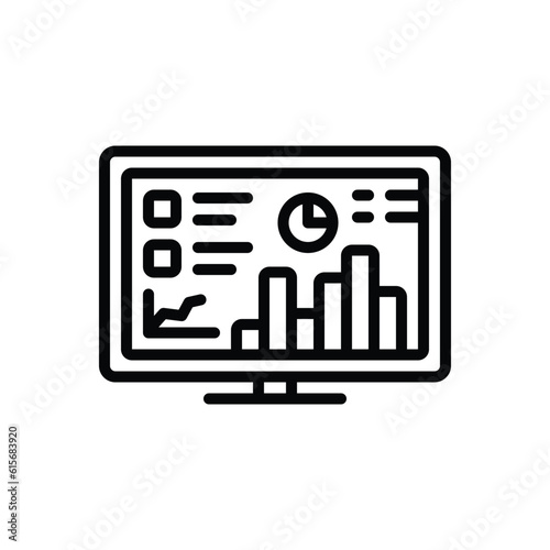 Black line icon for analytical 