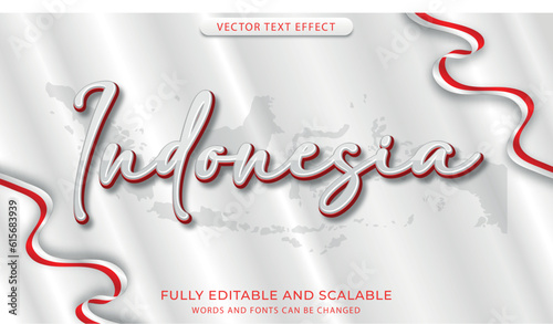 editable text effect indonesia independence day theme with red and white flag ribbon background