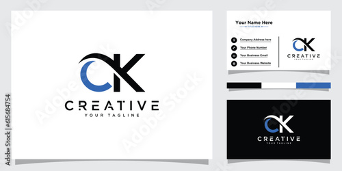 Initial CK, KC Alphabets Letters Logo Monogram