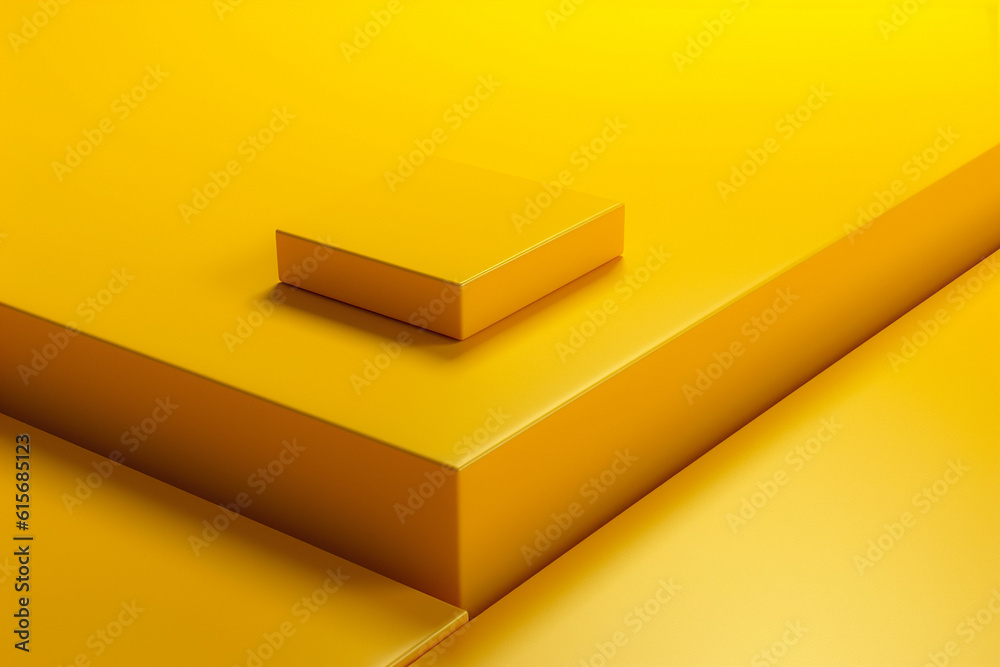 Empty Yellow Scene Banner. Modern, Minimalistic, Abstract Presentation Template, Advertising Space with 3D Surface, Design Shapes and Lines. Generative AI Empty Yellow Scene Banner. Modern, Minimalistic, Abstract Presentation Template, Advertising Space with 3D Surface, Design Shapes and Lines. Generative AI