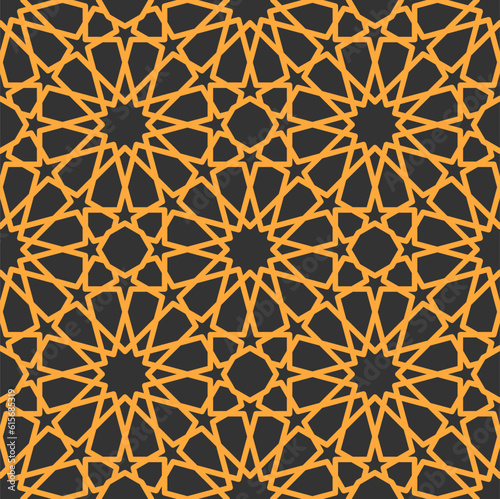 Mashrabiya arabesque arabic pattern. Seamless islamic background. Ethnic ornate window ornament, arabian mosaic vector wrapping paper or arab Mashrabiya grid textile backdrop, wallpaper line pattern photo