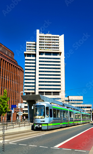 City tram at the train station of Hanover - Lower Saxony, Germany