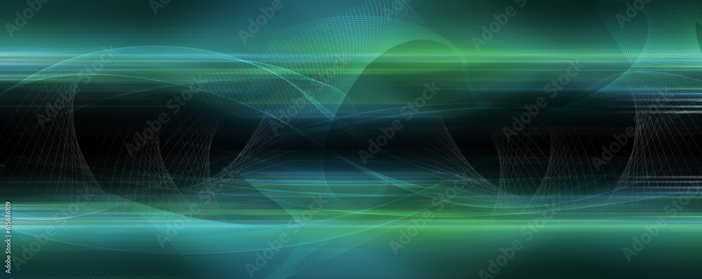 Abstract background blurred blue green rays light and halftone on black with the gradient texture lines effect motion design pattern graphic. Abstract background blurred blue green rays light and halftone on black with the gradient texture lines effect motion design pattern graphic.