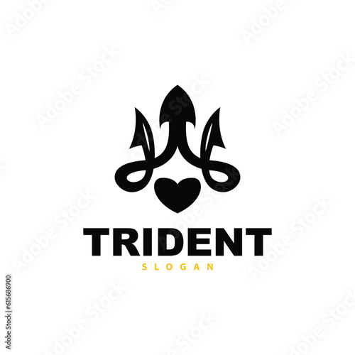 Trident Logo, Vector Magic Spear of Poseidon Neptune, Triton King Design, Template Icon Brand Illustration