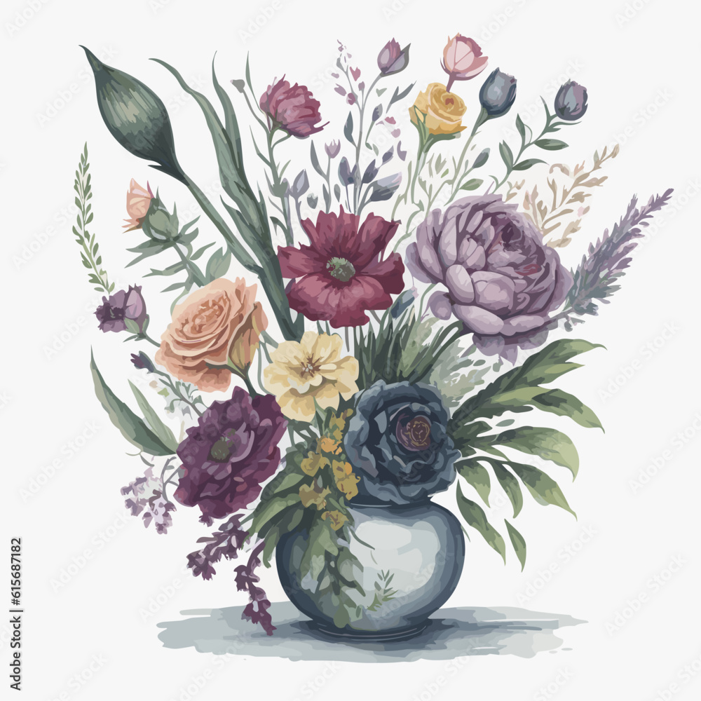 Vector illustration of a vase of flowers