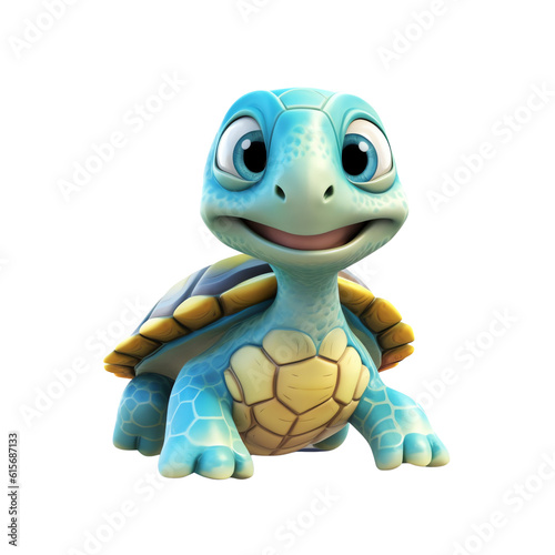 Cute Toy Sea Turtle: Playful Baby Child Adventure in 3D. Generative AI