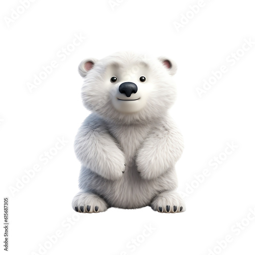 Cute Toy Polar Bear: Playful Baby Child Adventure in 3D. Generative AI