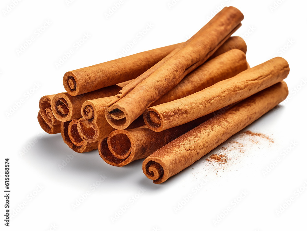 Cinnamon sticks. Photo realistic. Food photography style 