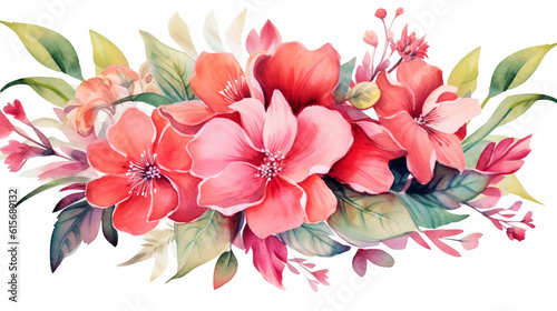 Watercolor floral illustration. bouquet of flowers. template for fashion wedding invitation greeting card and wallpaper. Generative Ai. 