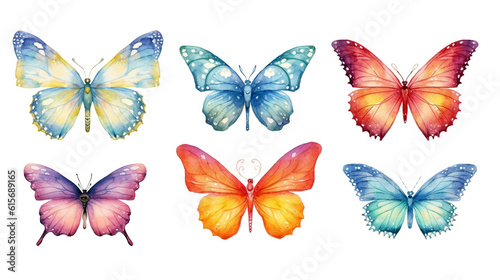 set of butterflies. Generative Ai.  © PETR BABKIN