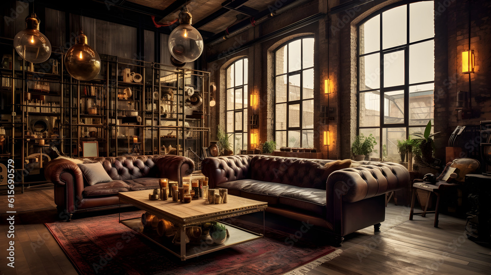 old fashioned interior with antique furniture and decoration