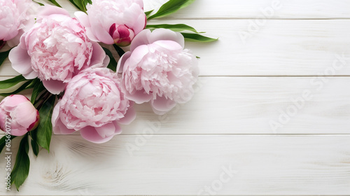 bouquet of pink peonies. Generative Ai.  © PETR BABKIN