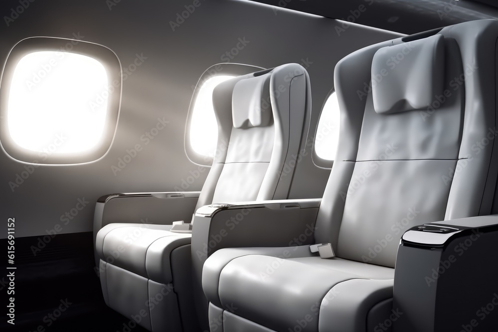 Fototapeta premium First class business luxury seats. Generative AI