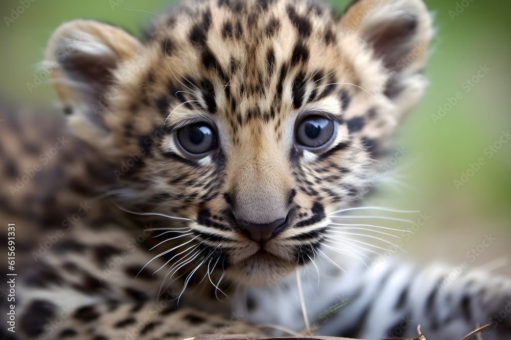 close up portrait of a baby leopard close up portrait of a baby leopard