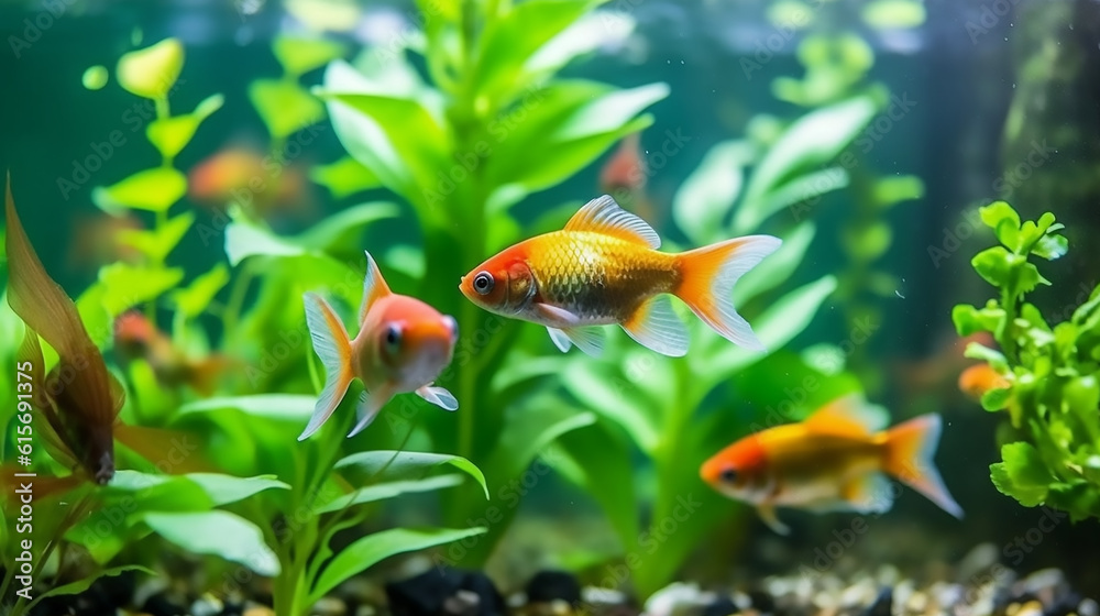 Photo of fish swimming in the aquarium, high quality. Photo of fish swimming in the aquarium, high quality.