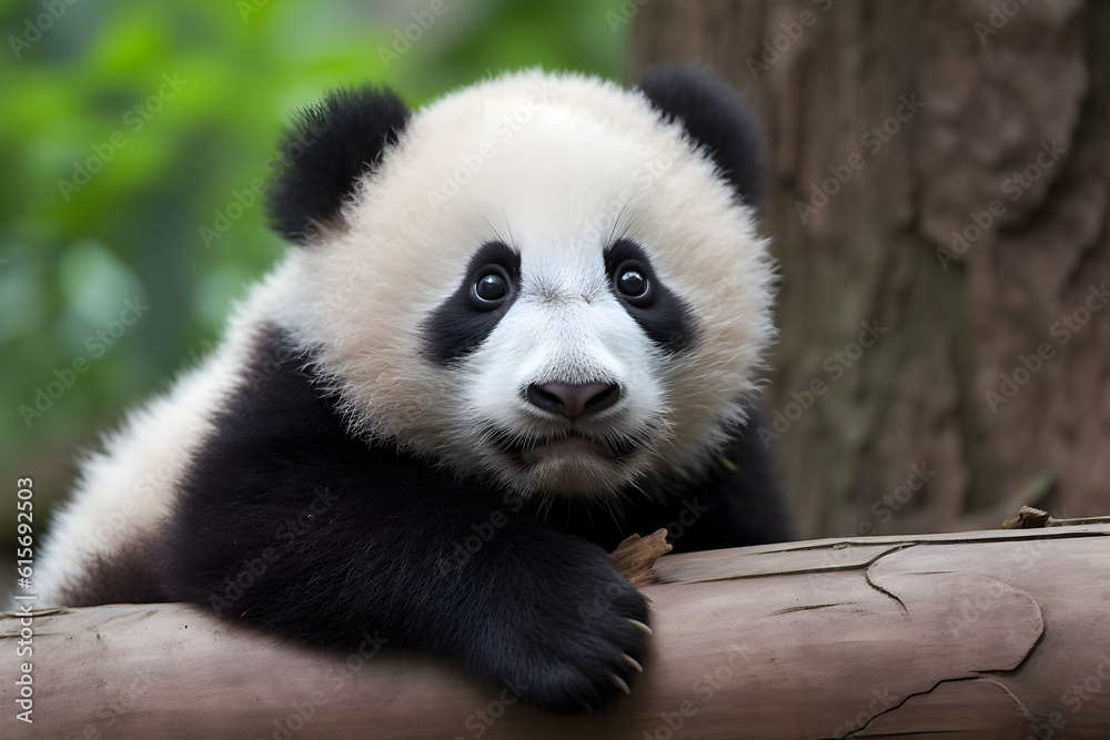 Naklejka premium baby panda portrait
