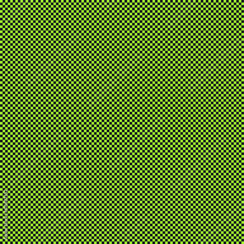 Black and green checkered background. Seamless square grid pattern.