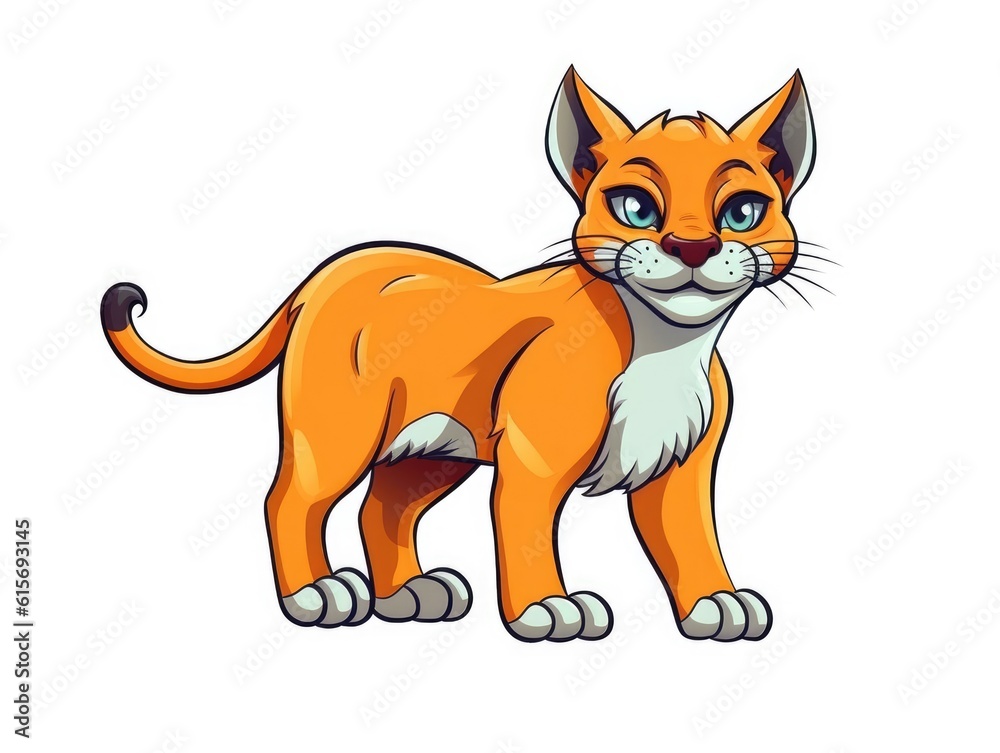 Fototapeta premium Cougar in Cartoon Style on white background - generative AI