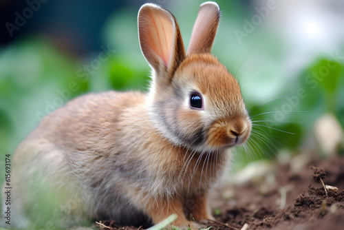 baby rabbit in the garden