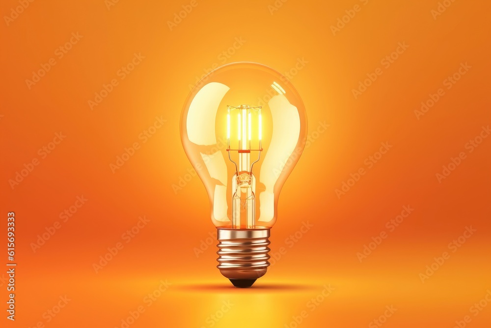 An orange background with a glowing light bulb. (Illustration, Generative AI) An orange background with a glowing light bulb. (Illustration, Generative AI)