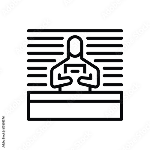 Black line icon for suspect 