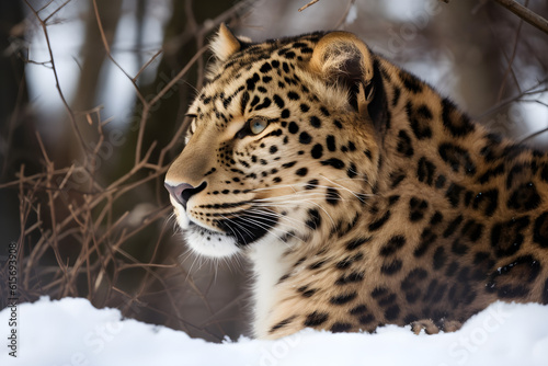 close up of a amur leopard