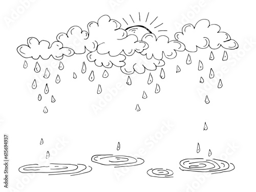 Summer rain vector doodle picture
