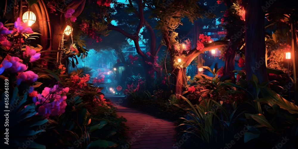 Fototapeta premium garden in the night