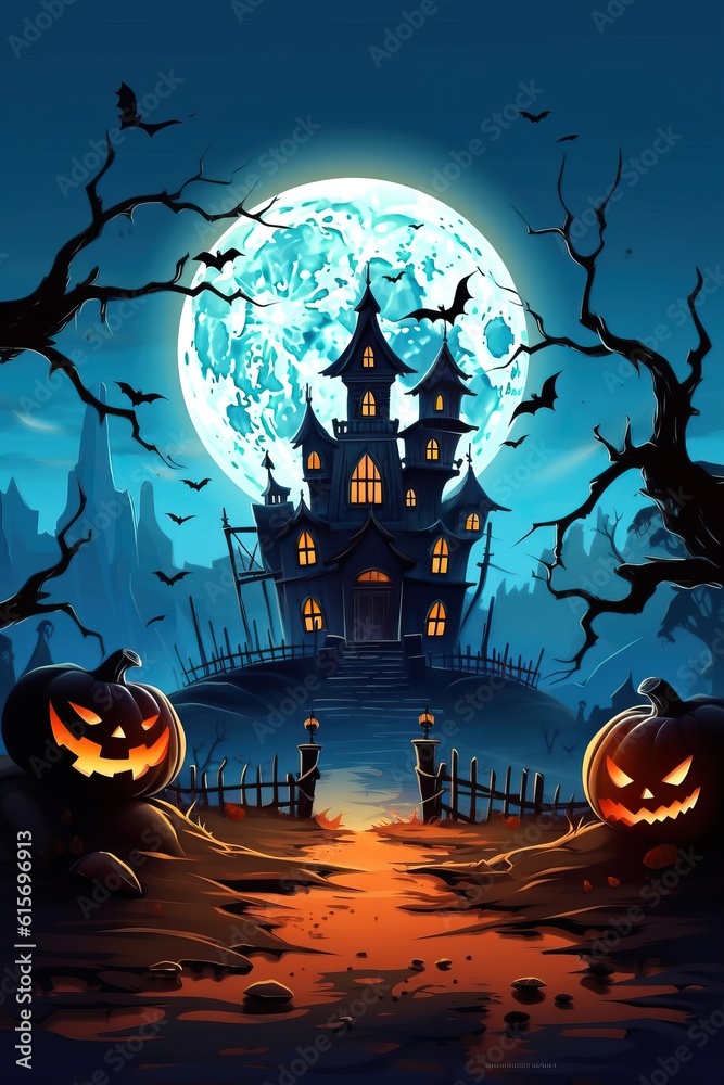 Fototapeta premium Happy halloween banner or party background made with Generative AI