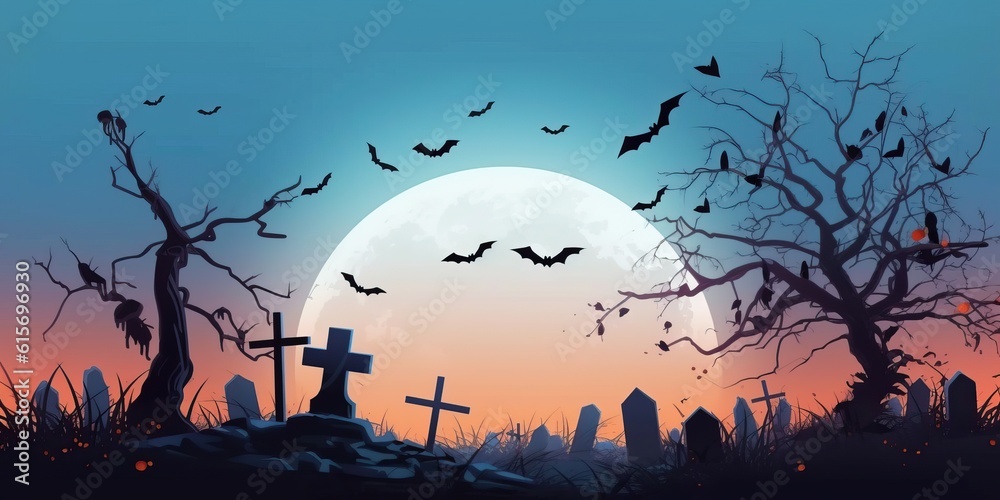 Happy halloween banner or party background made with Generative AI