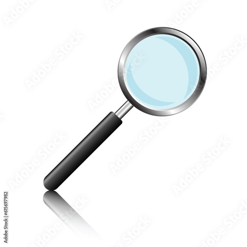 Magnifying glass isolated on white. Vector Illustration.