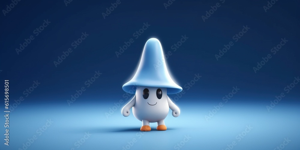 Illustration ute little ghost wearing witch hat made with Generative AI Illustration ute little ghost wearing witch hat made with Generative AI