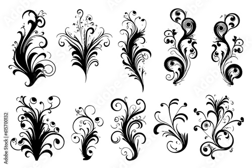 Abstract Decorative Filigree Design Elements