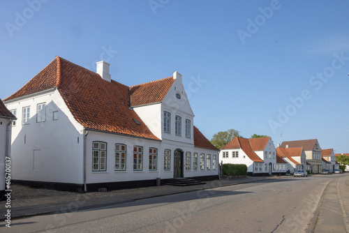 Happy walking in the streets of Augustenbarg, village of Augustenborg on Als in the municipality of Sønderborg in Denmark.