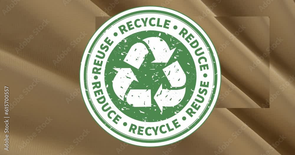 Animation of reuse, recycle, reduce text and logo over changing ...