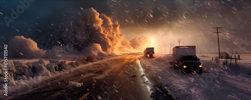 Snow disaster on the road.. generative ai