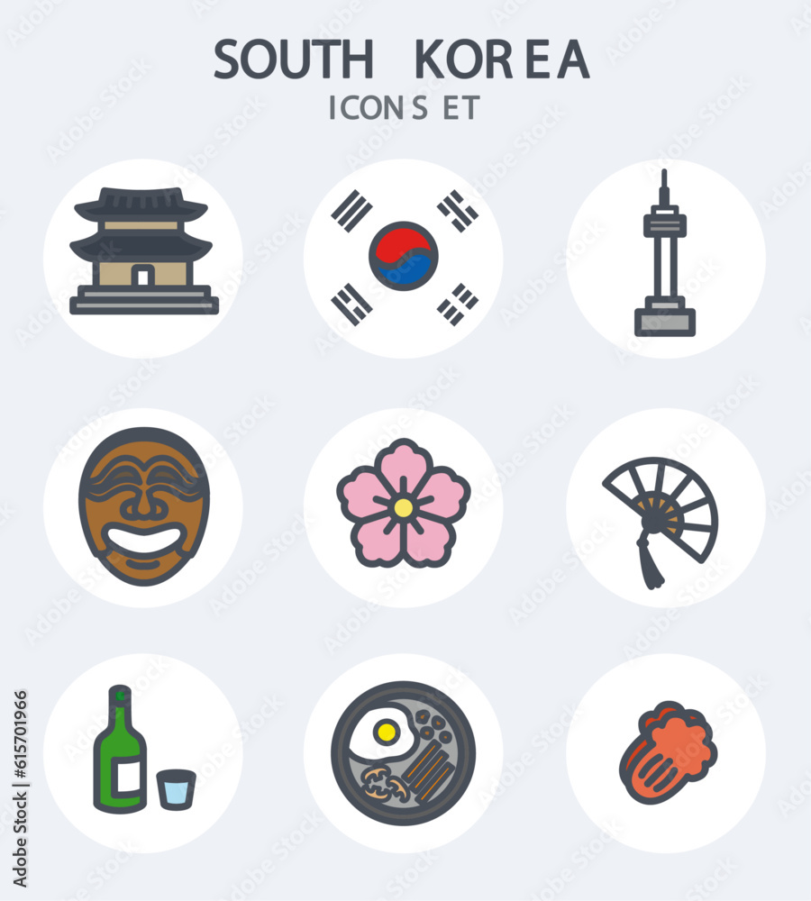 South korea icons set , 남한 아이콘 세트 Stock Vector | Adobe Stock