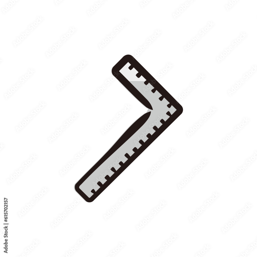 Steel square - Tool icon/illustration (Hand-drawn line, colored version)
