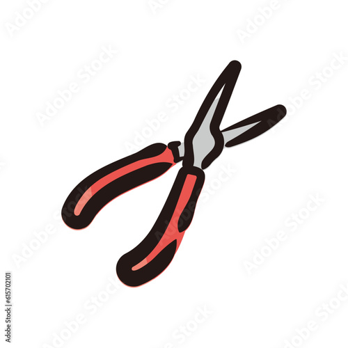 Lineman's pliers - Tool icon/illustration (Hand-drawn line, colored version)