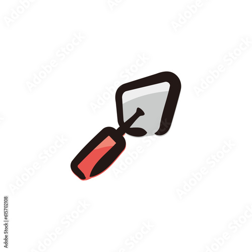 Masonry trowel - Tool icon/illustration (Hand-drawn line, colored version)