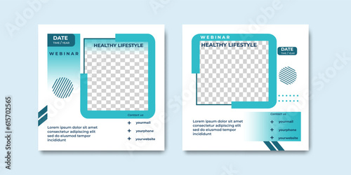Social media post templates, blue color concept. Suitable for health webinars, health poster, business webinar, online classes and other online seminars.	