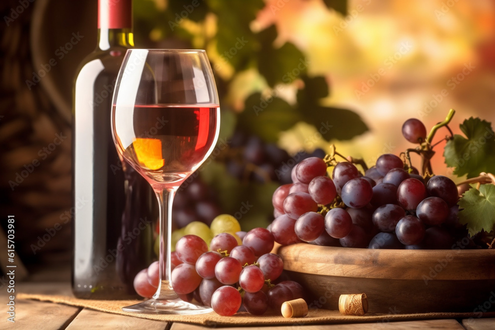 beverage drink alcohol glass wine winery copyspace grape background bottle food. Generative AI.