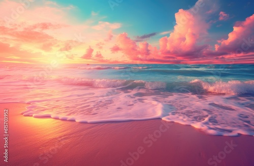 The beach of the sea and a beautiful sunset