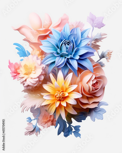 Mesmerizing 3D Flowers Sublimation Galler, bouquet of flowers in vase, bouquet of flowers, bouquet of roses, abstract background, Created using generative AI
 photo