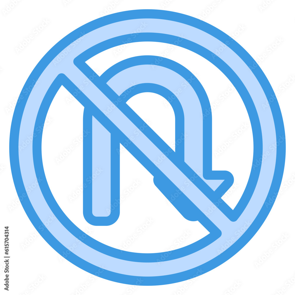 U turn icon in blue line style, use for website mobile app presentation U turn icon in blue line style, use for website mobile app presentation