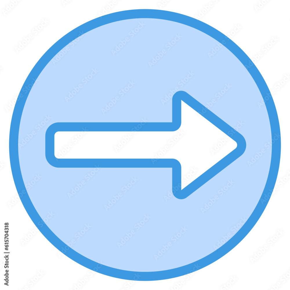 Turn right icon in blue line style, use for website mobile app presentation Turn right icon in blue line style, use for website mobile app presentation